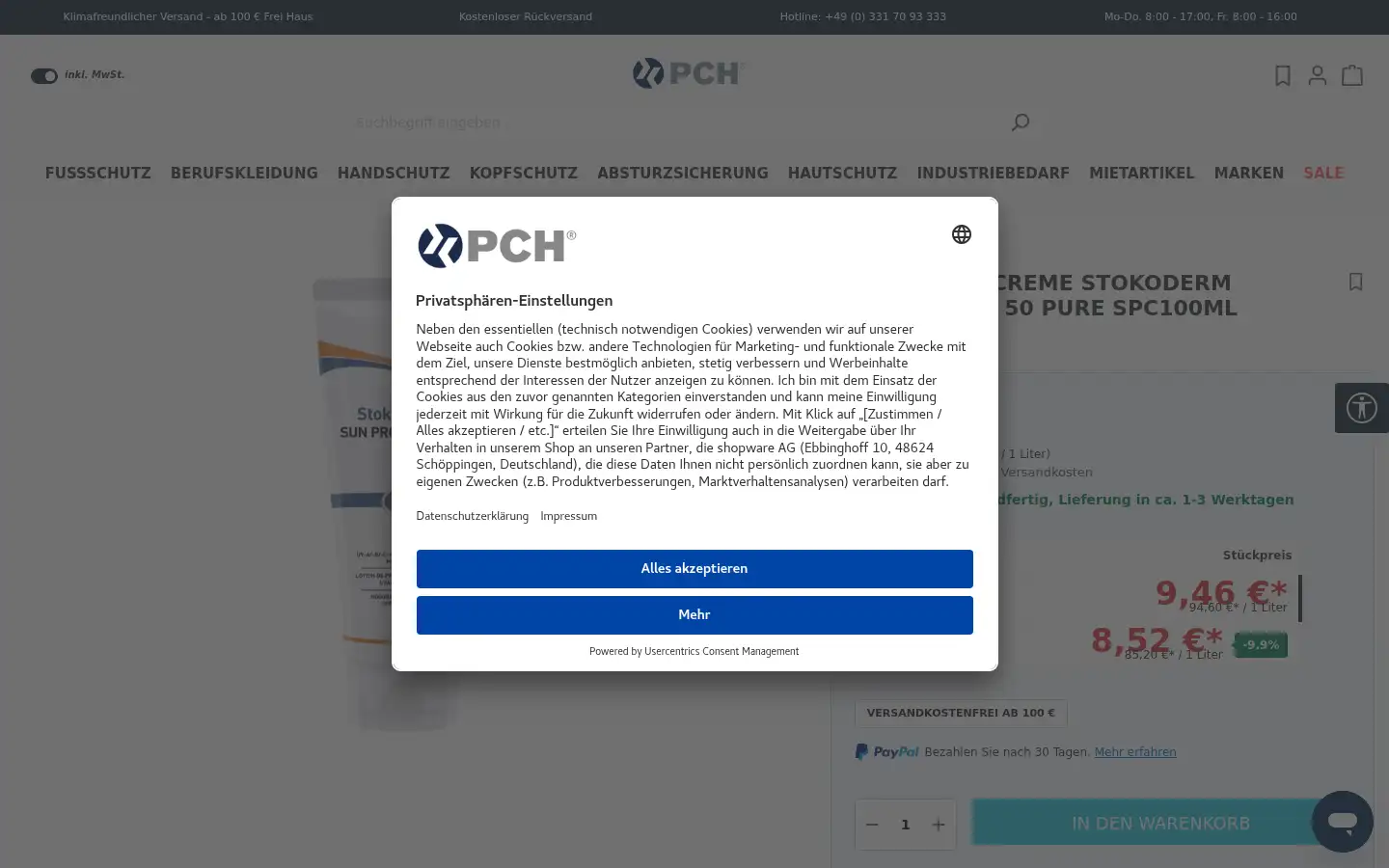 Screenshot of pch-shop.de