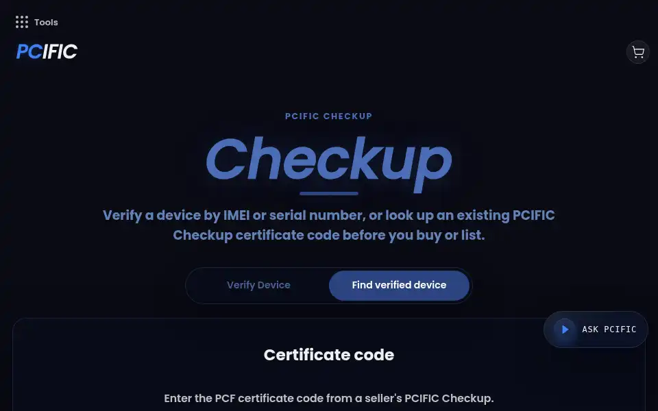 Screenshot of pcific.co.uk