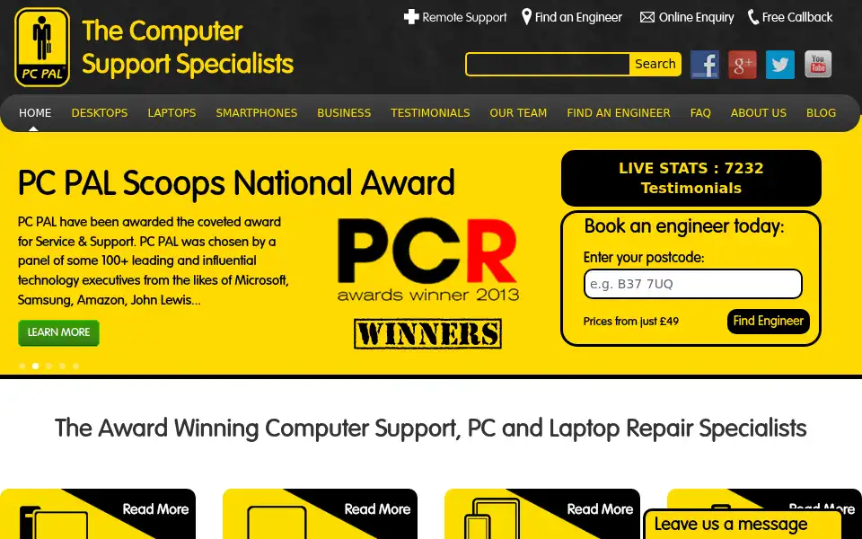 Screenshot of pcpal.co.uk