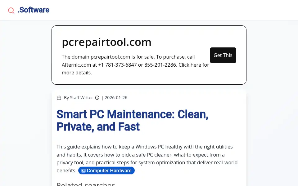 Screenshot of pcrepairtool.com