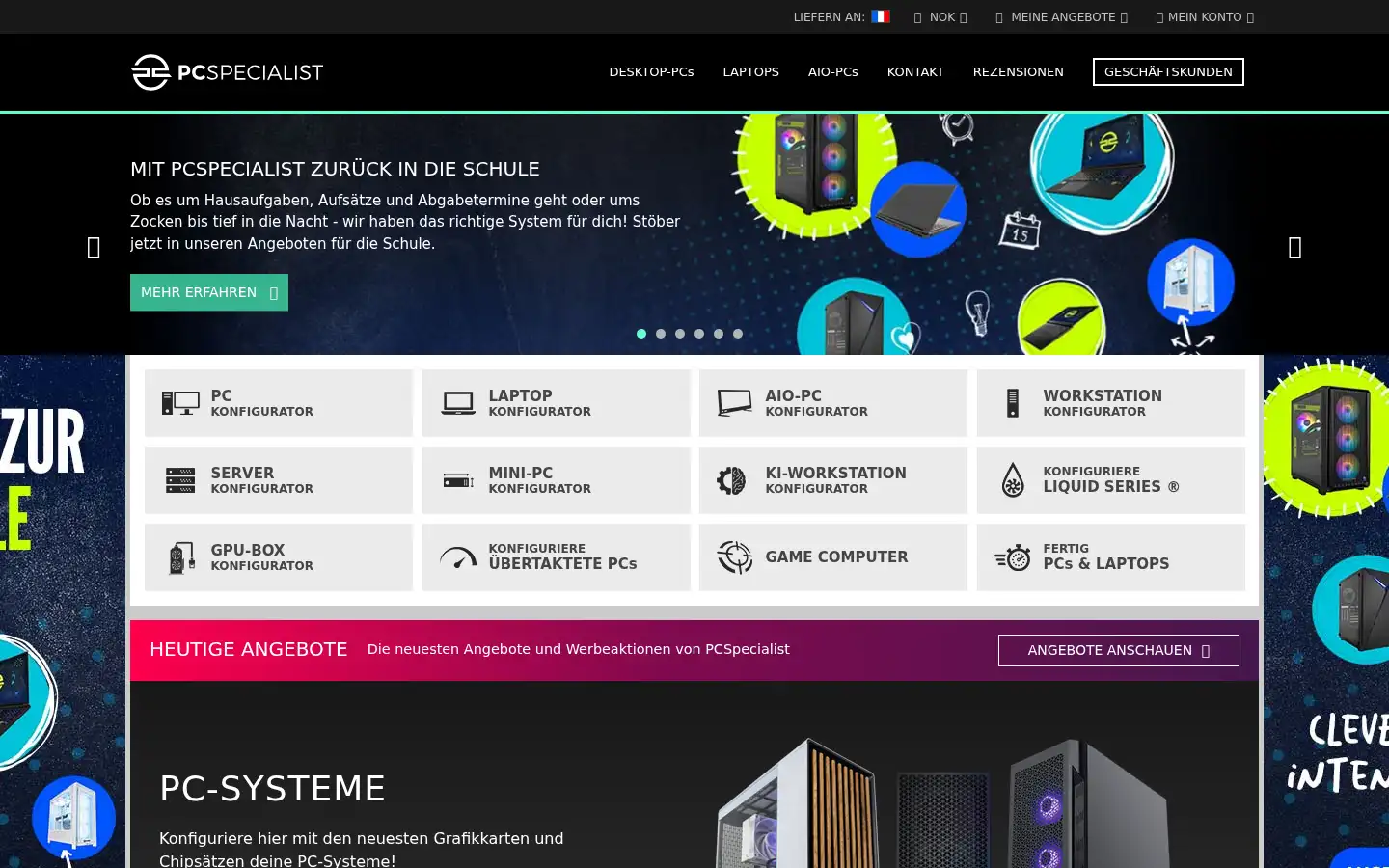 Screenshot of pcspecialist.de
