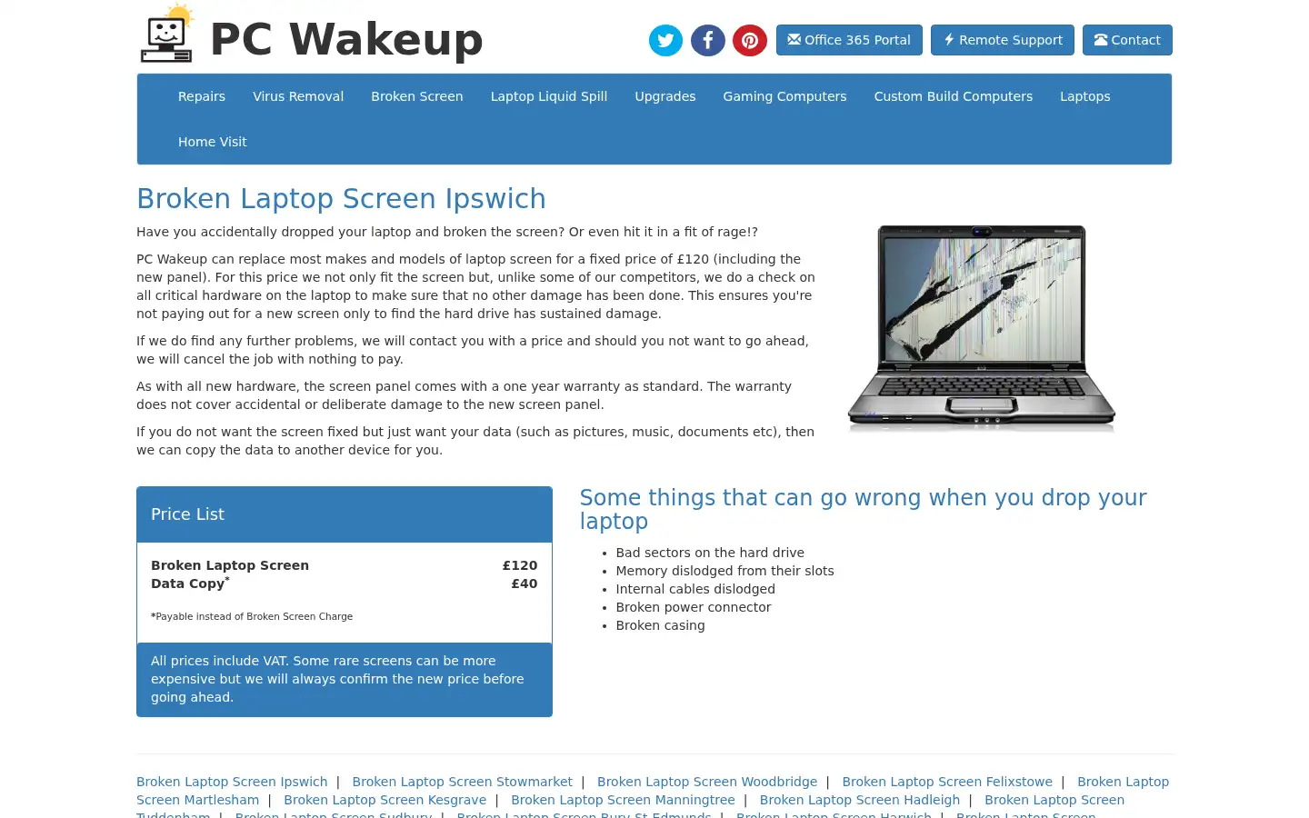Screenshot of pcwakeup.co.uk