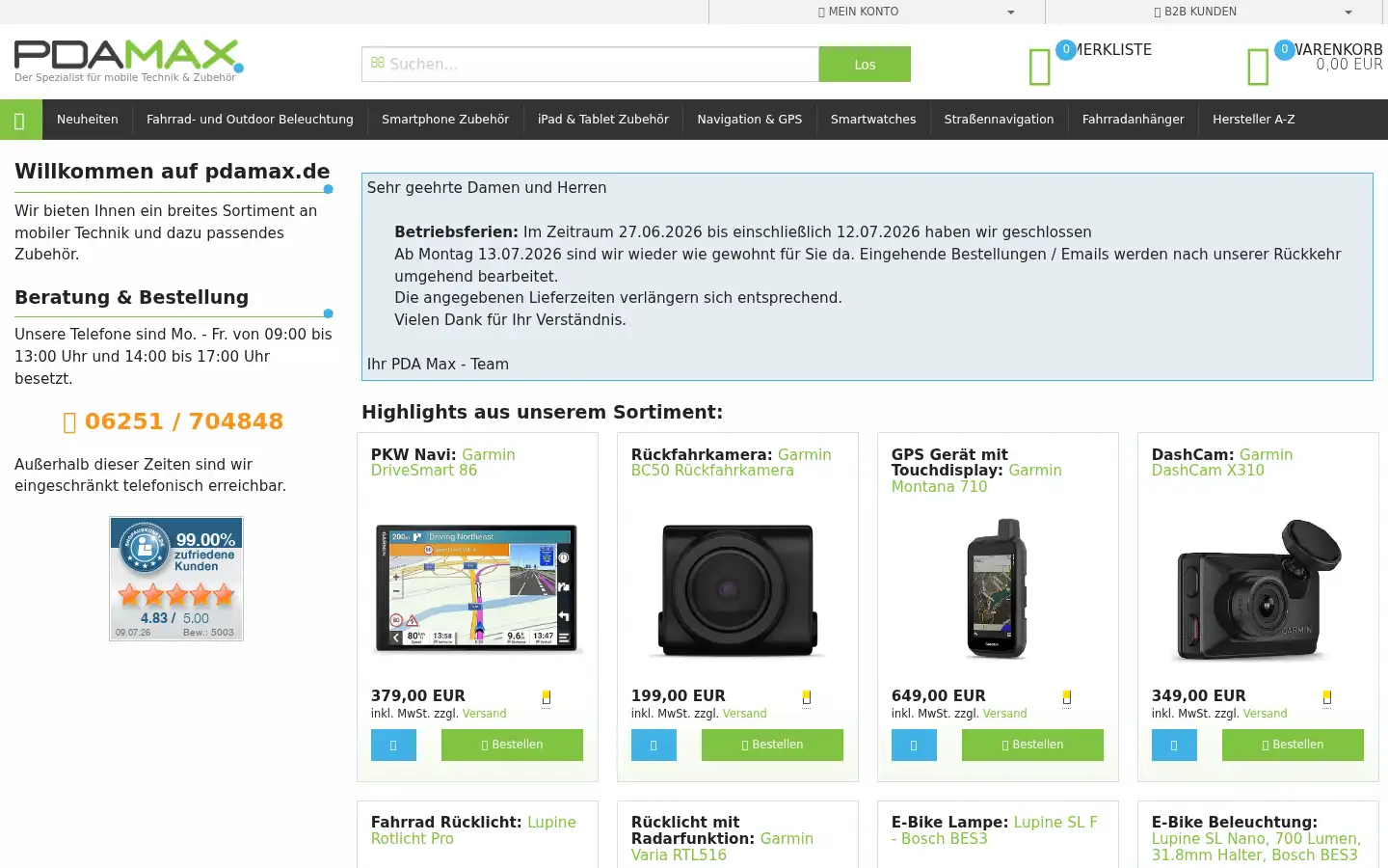 Screenshot of pdamax.de