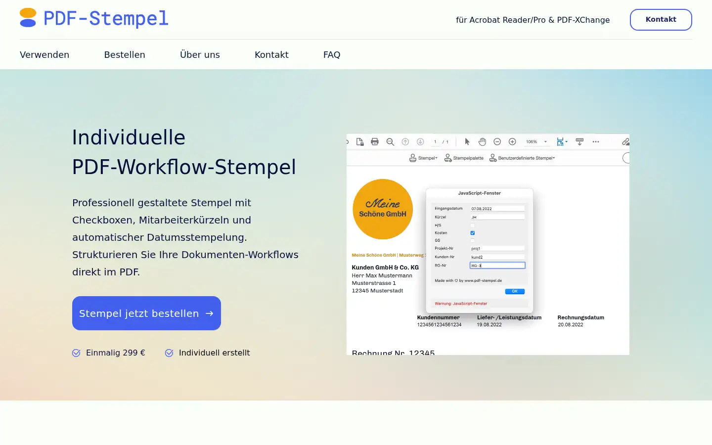 Screenshot of pdf-stempel.de