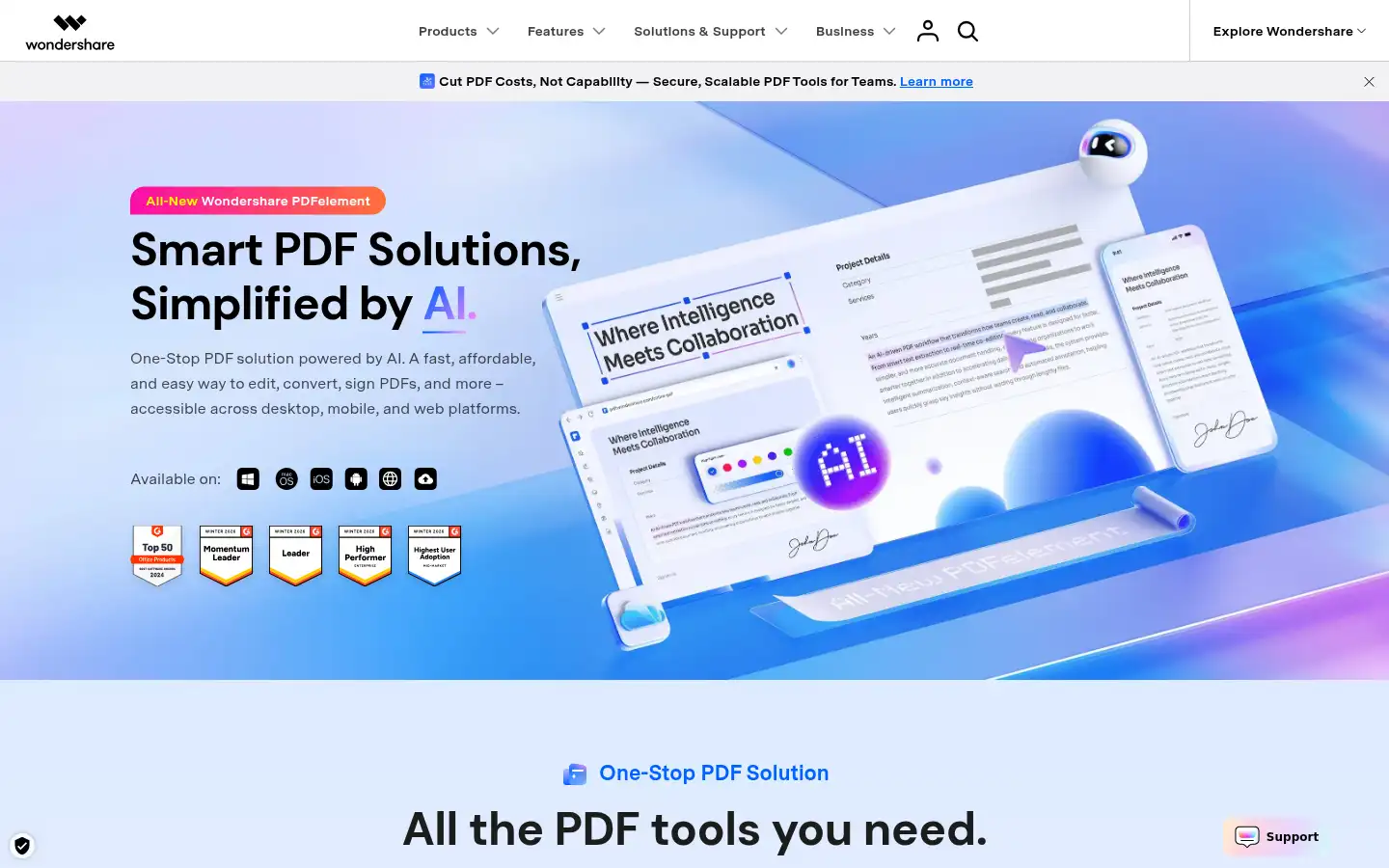 Screenshot of pdf.wondershare.com