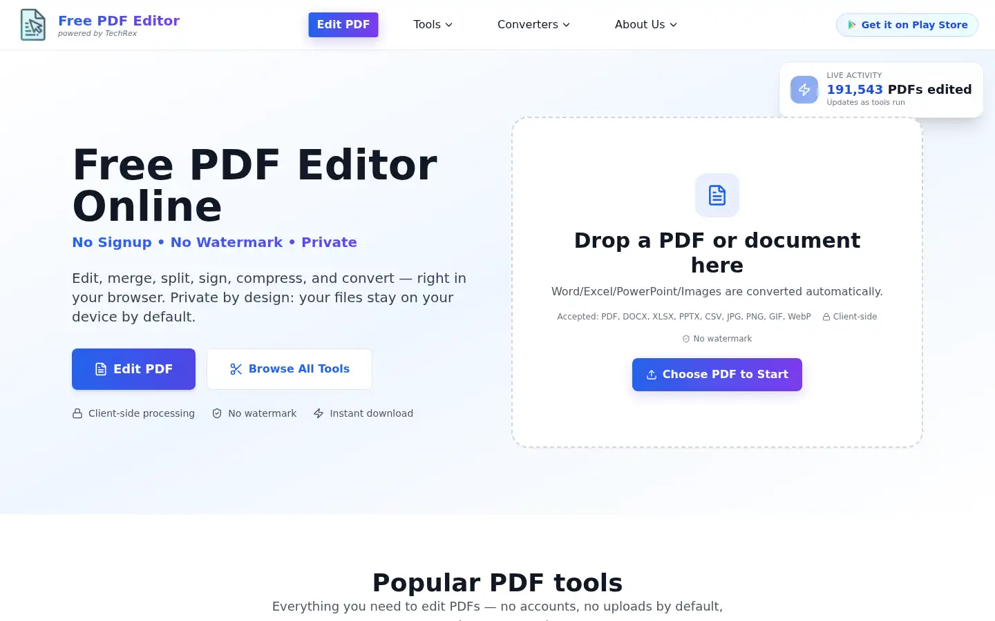 Screenshot of pdffreeeditor.com