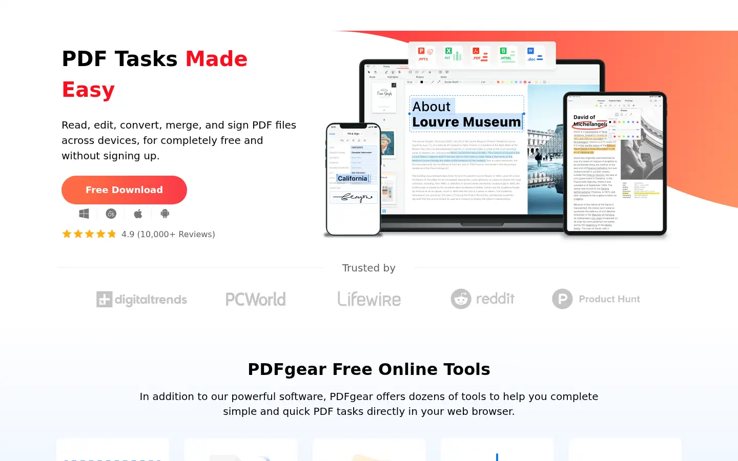 Screenshot of pdfgear.com