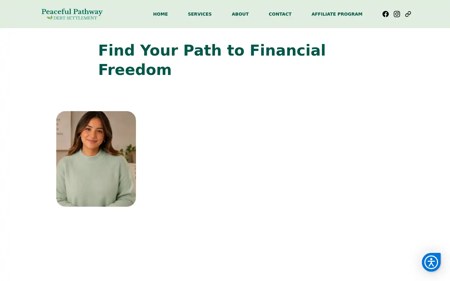 Screenshot of peacefulpathwaydebtsettlement.com