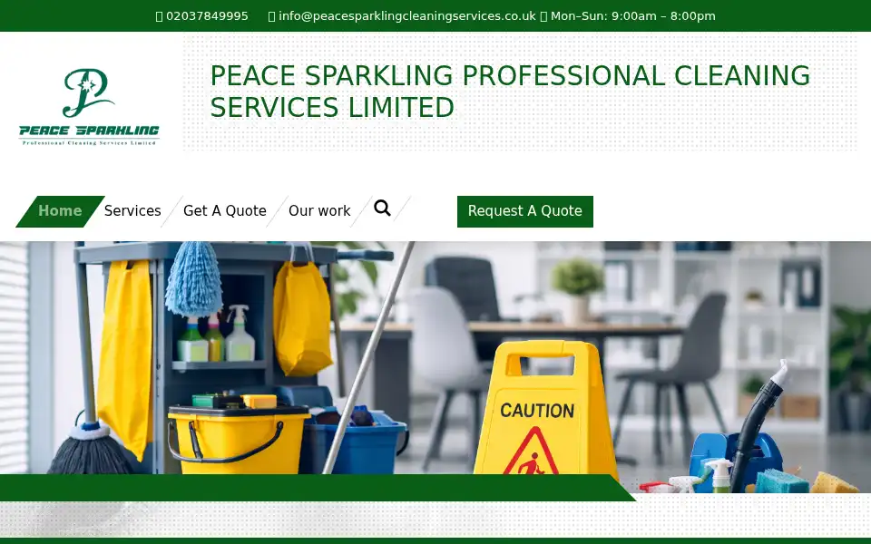 Screenshot of peacesparklingcleaningservices.co.uk