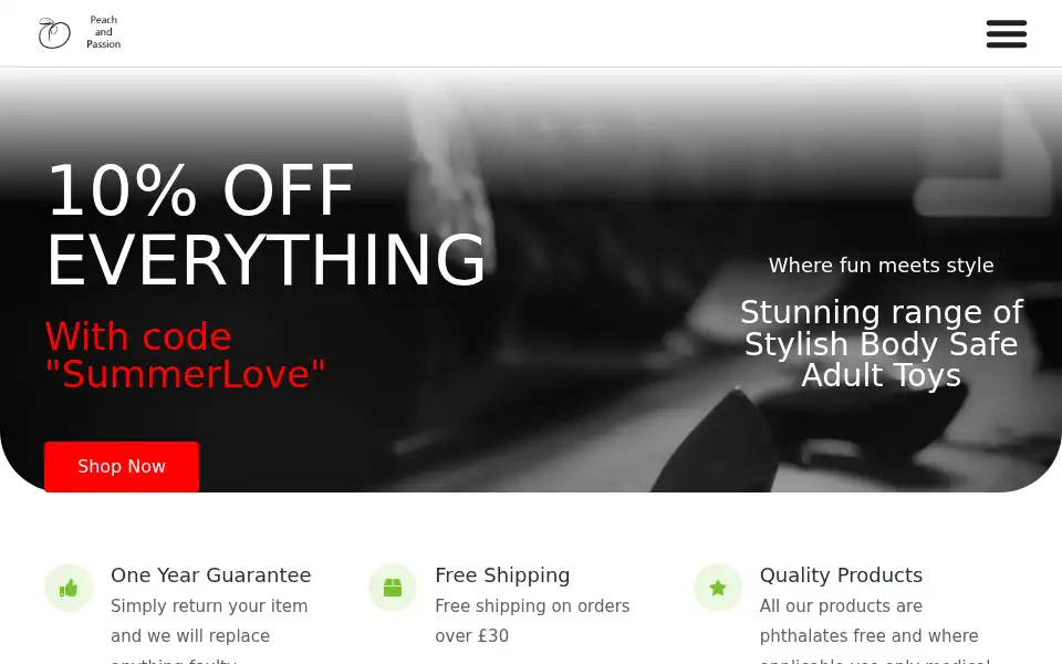 Screenshot of peachandpassion.co.uk