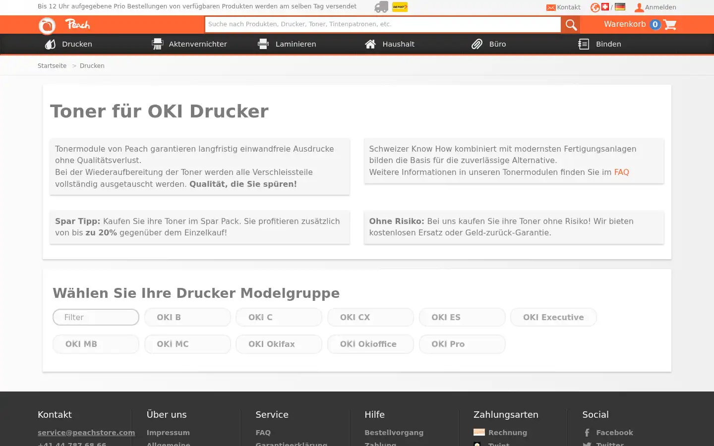 Screenshot of peachstore.ch