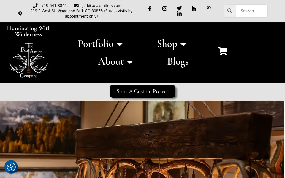 Screenshot of peakantlers.com