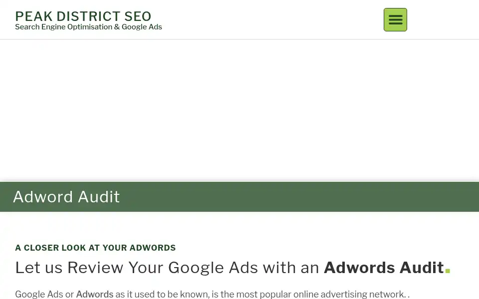 Screenshot of peakdistrictseo.co.uk