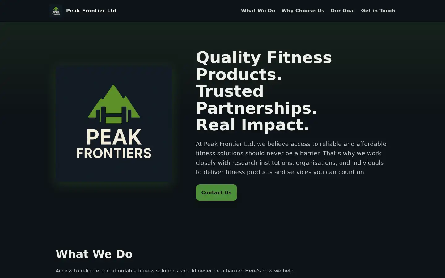 Screenshot of peakfrontier.co.uk