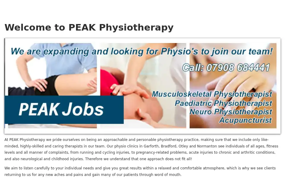 Screenshot of peakphysiotherapy.com
