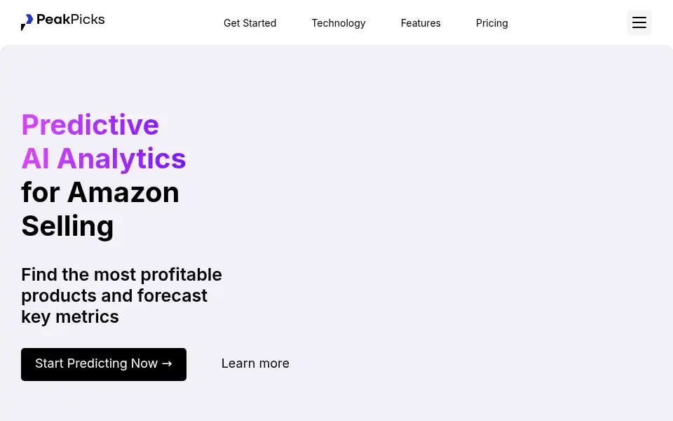 Screenshot of peakpicks.ai
