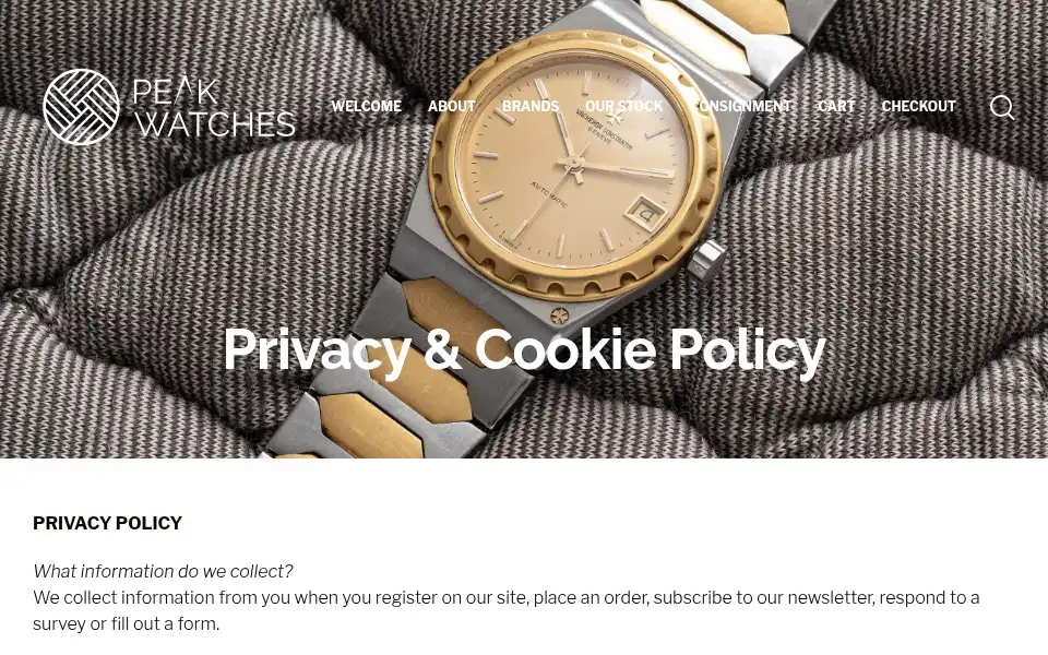 Screenshot of peakwatches.co.uk