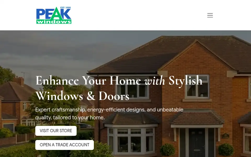 Screenshot of peakwindows.co.uk