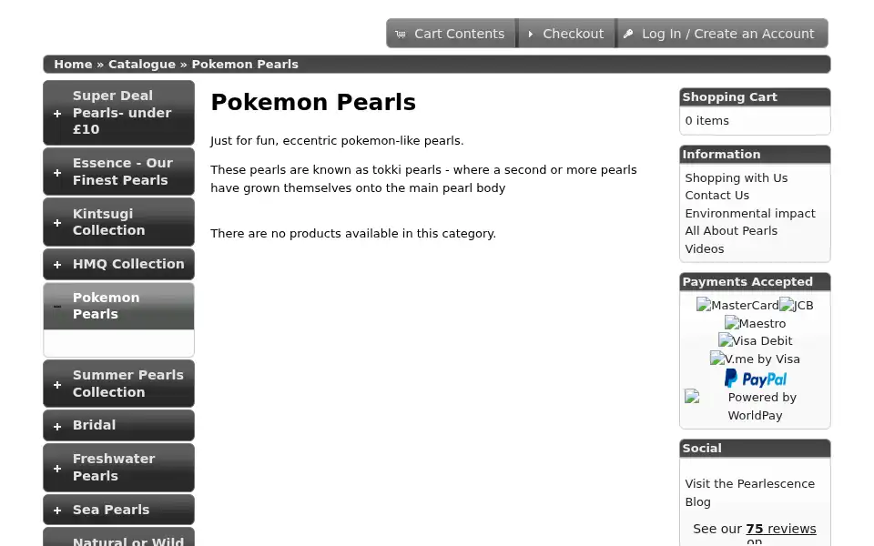 Screenshot of pearlescence.co.uk