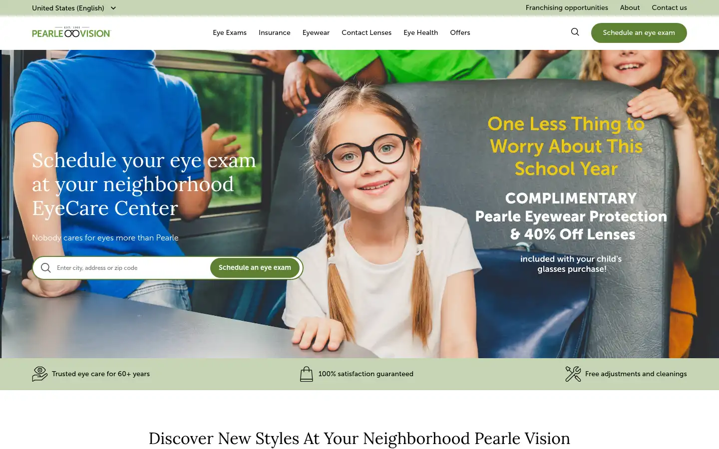 Screenshot of pearlevision.com