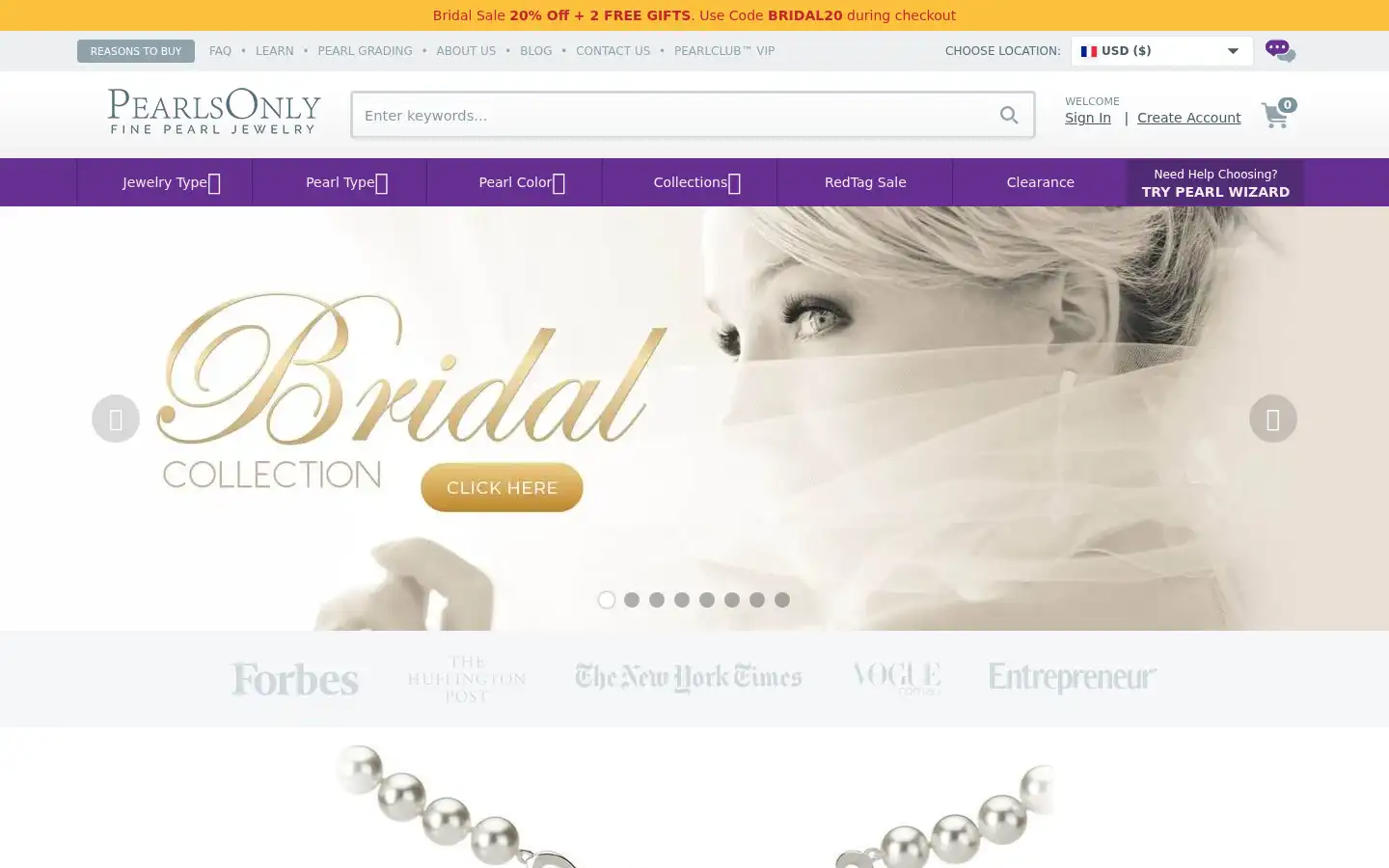 Screenshot of pearlsonly.com