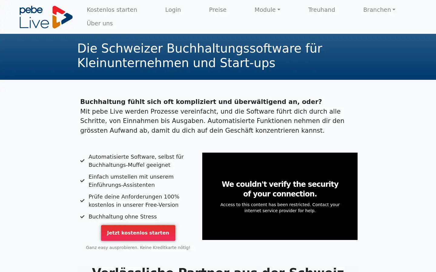 Screenshot of pebelive.ch