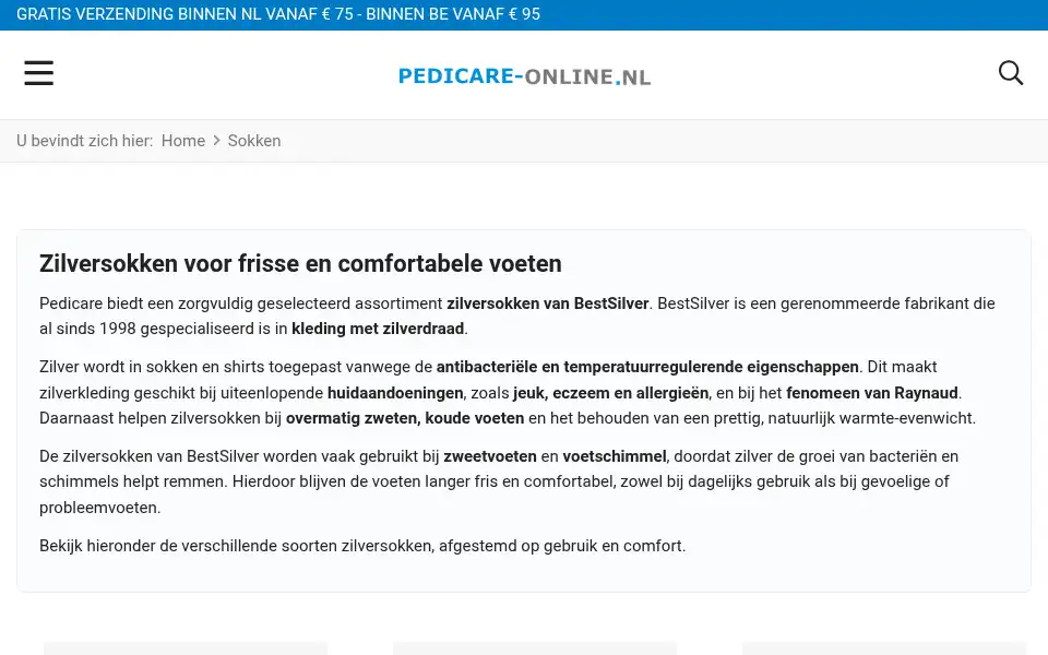 Screenshot of pedicare-online.nl