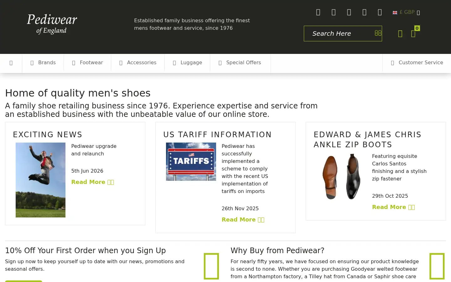Screenshot of pediwear.co.uk