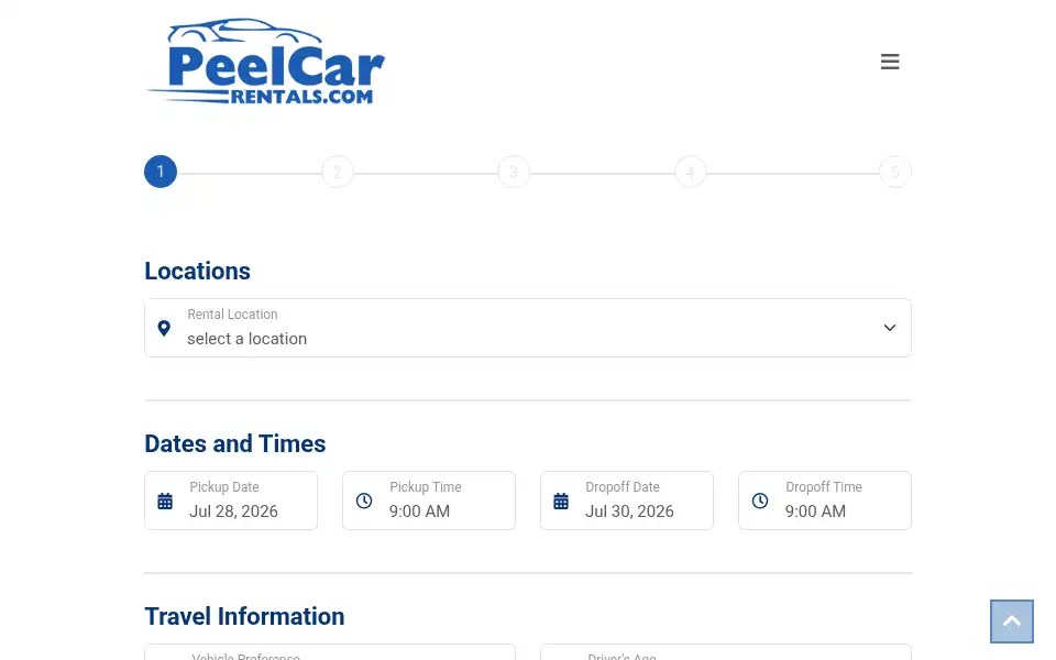 Screenshot of peelcarrentals.com