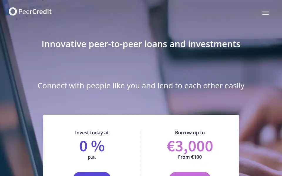 Screenshot of peercredit.com