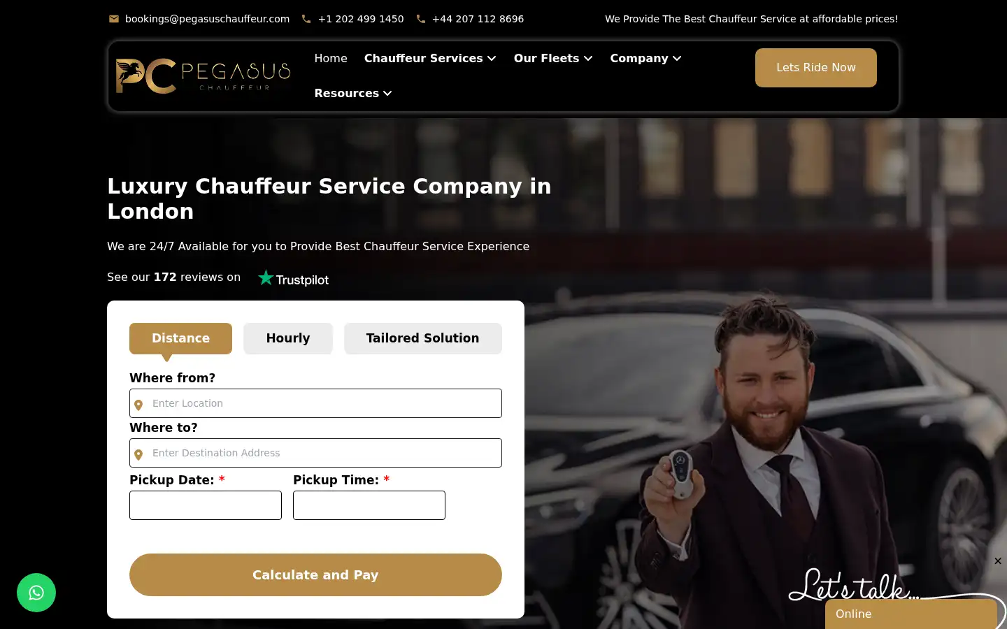 Screenshot of pegasuschauffeur.com