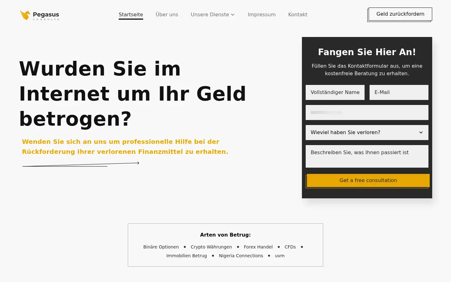 Screenshot of pegasusconsults.eu