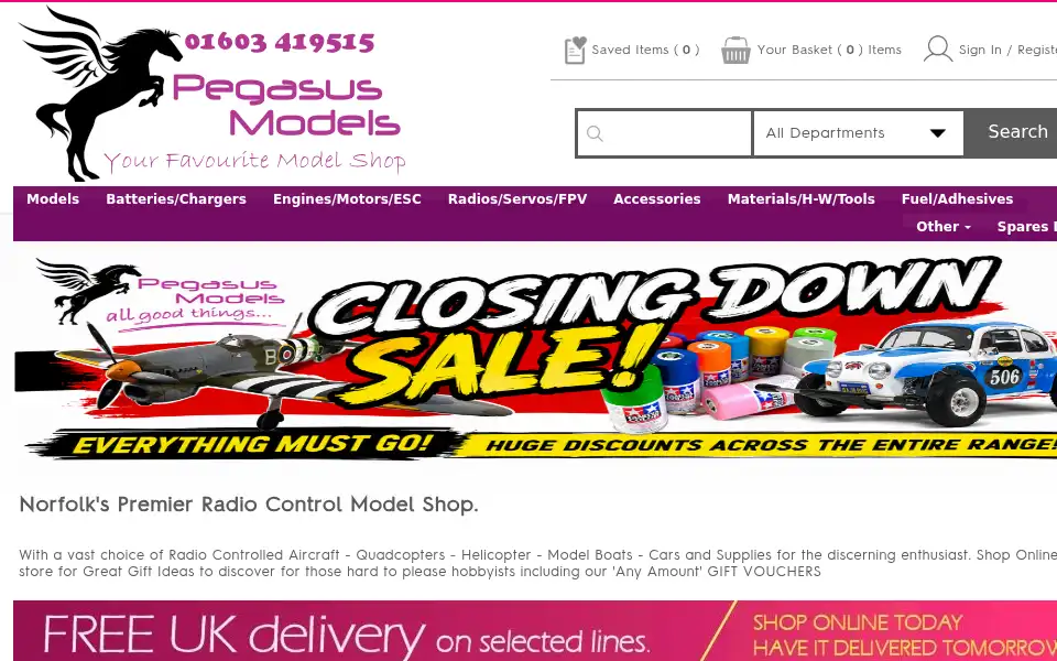 Screenshot of pegasusmodels.co.uk