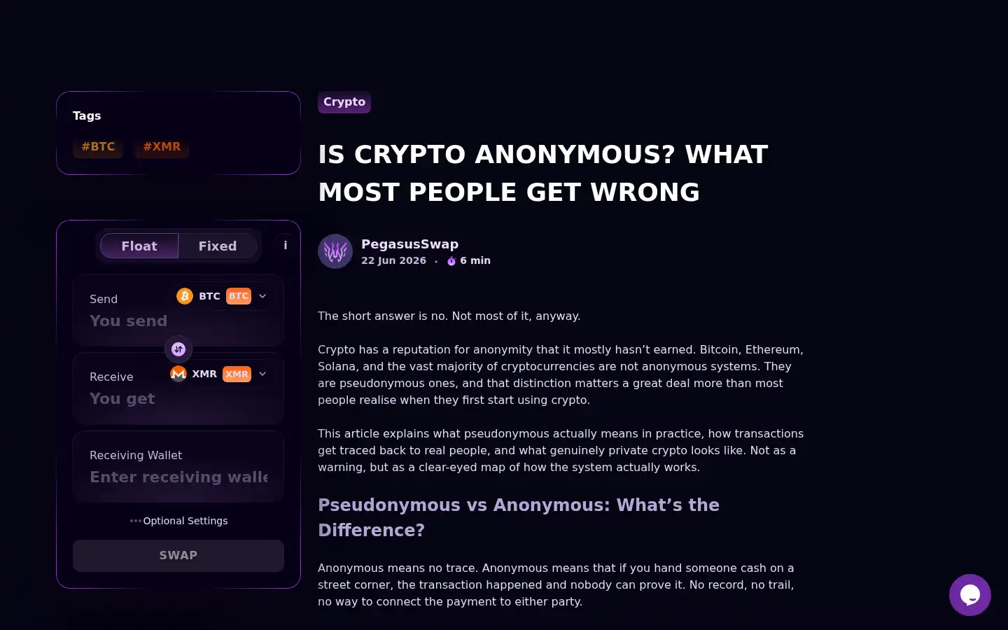 Screenshot of pegasusswap.com