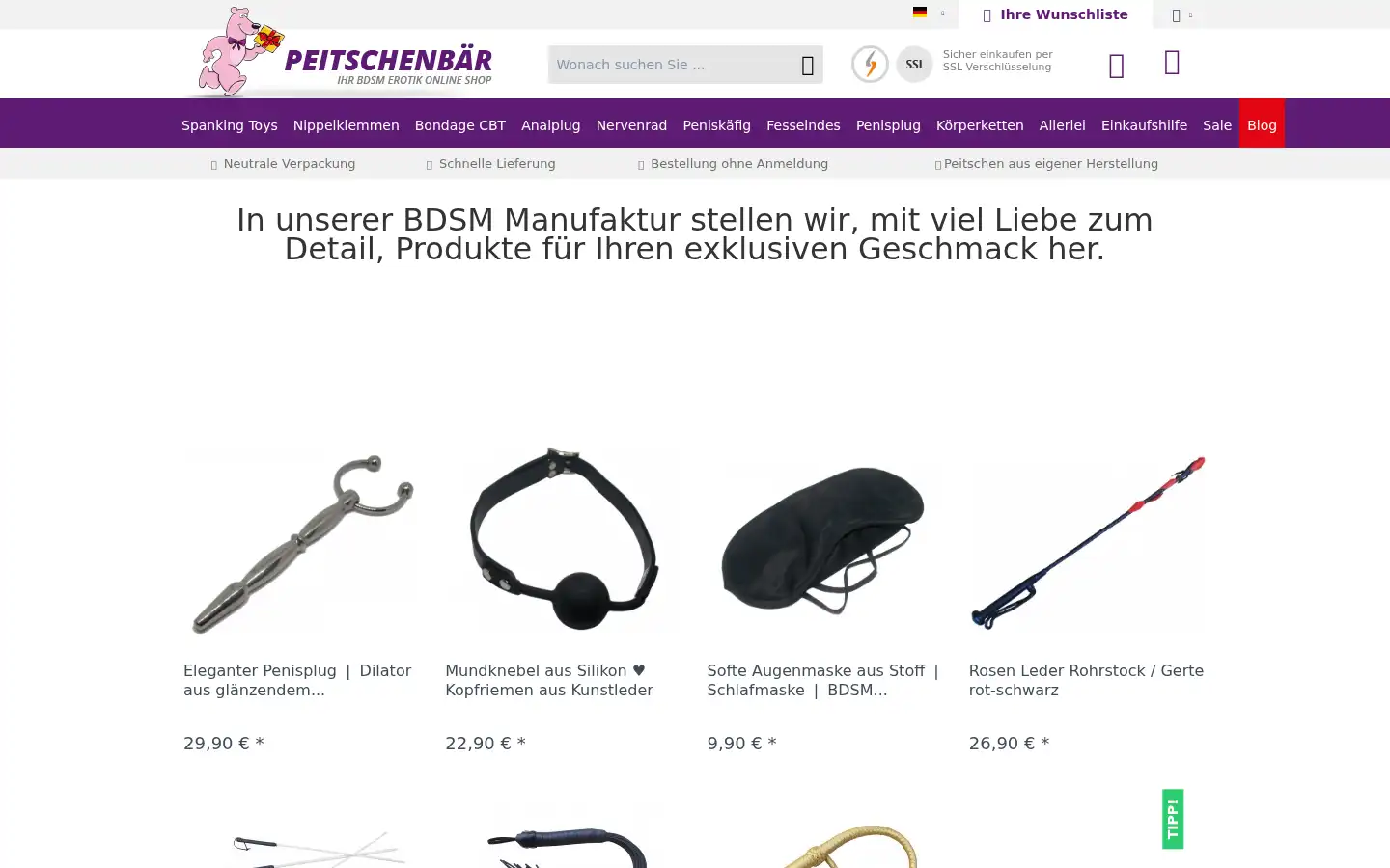 Screenshot of peitschenbaer.de