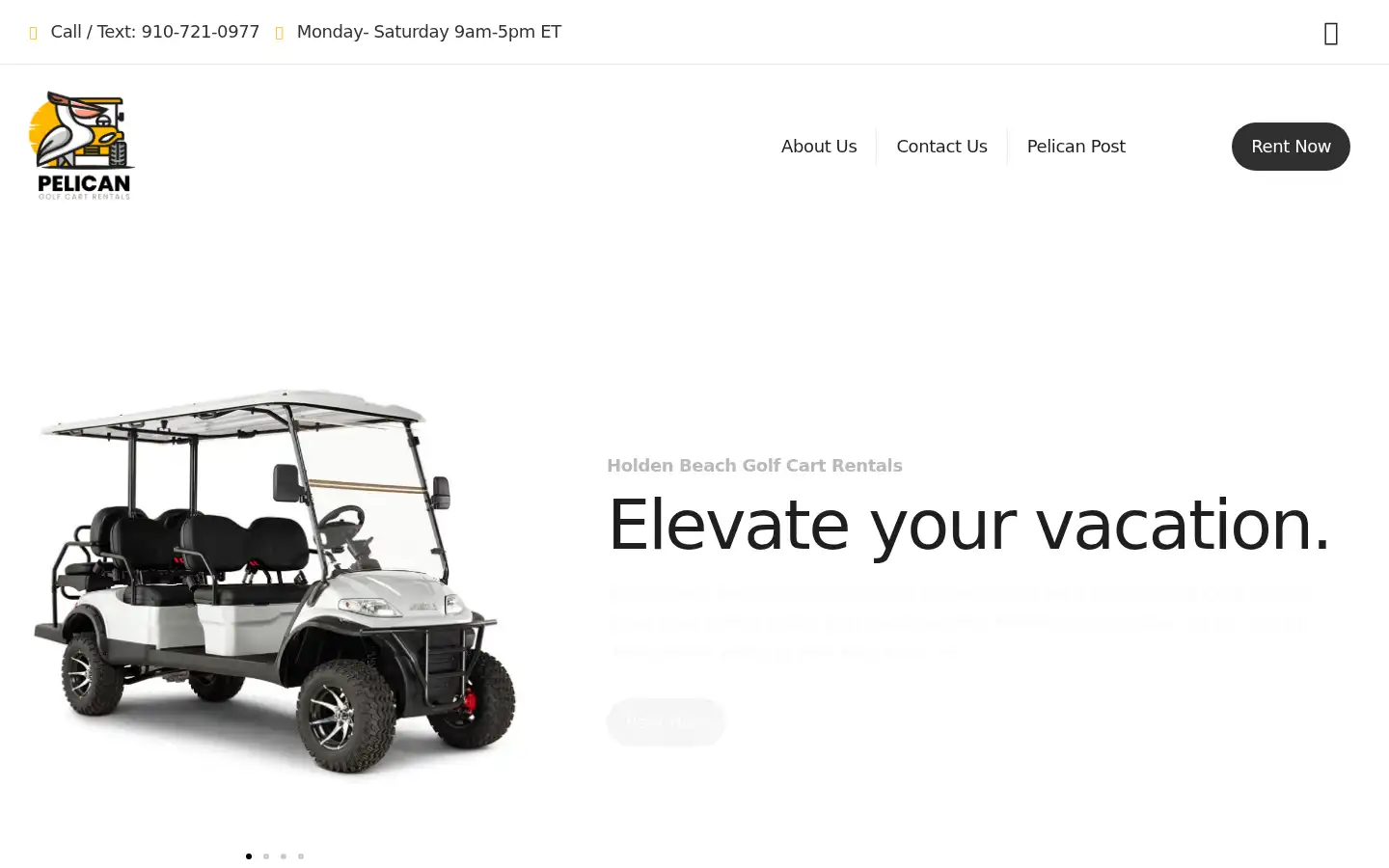 Screenshot of pelicangolfcartrentals.com