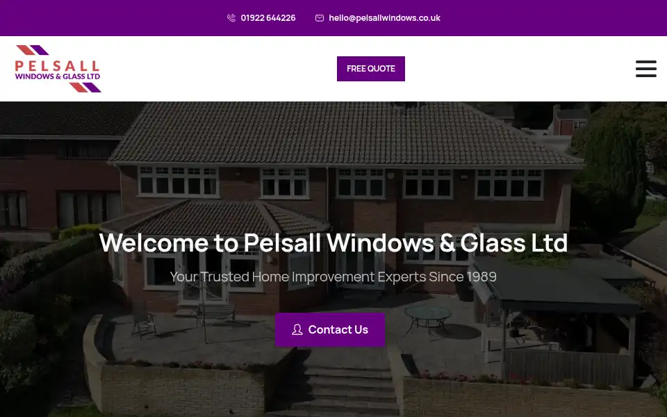 Screenshot of pelsallwindows.co.uk