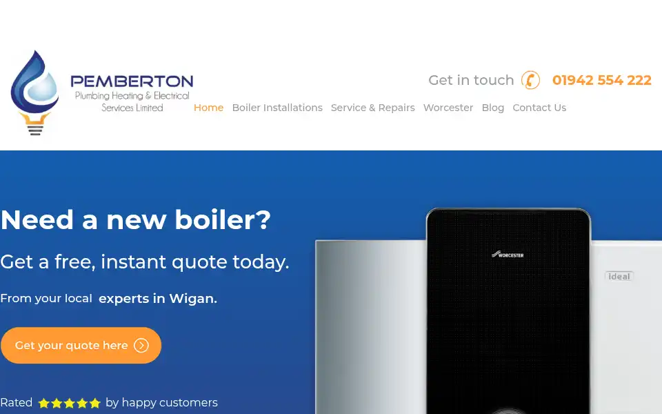 Screenshot of pembertonplumbing.co.uk