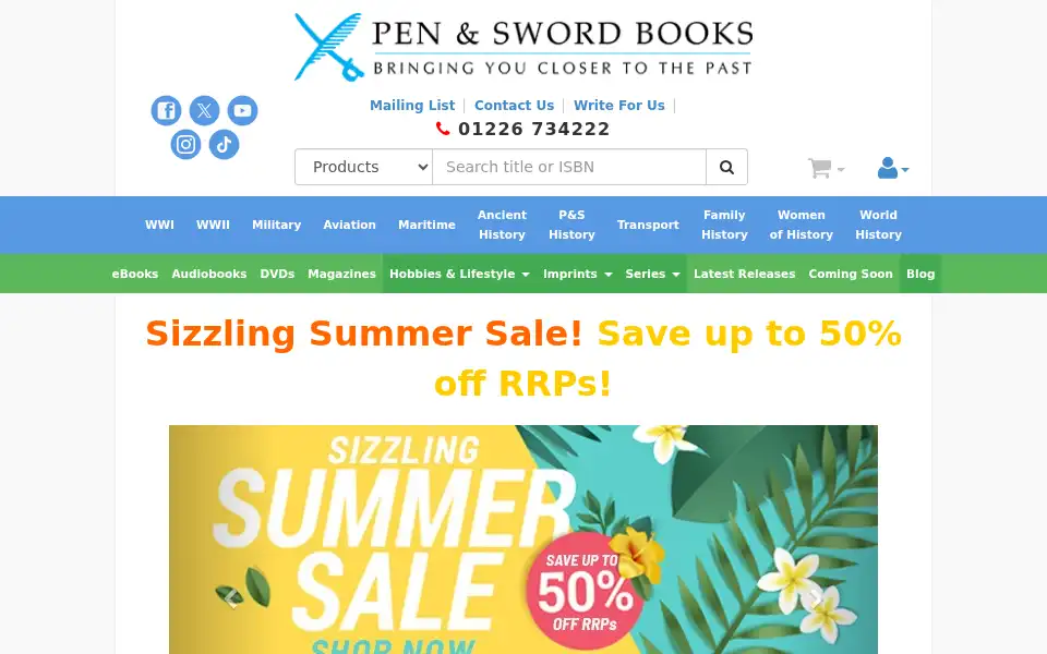 Screenshot of pen-and-sword.co.uk