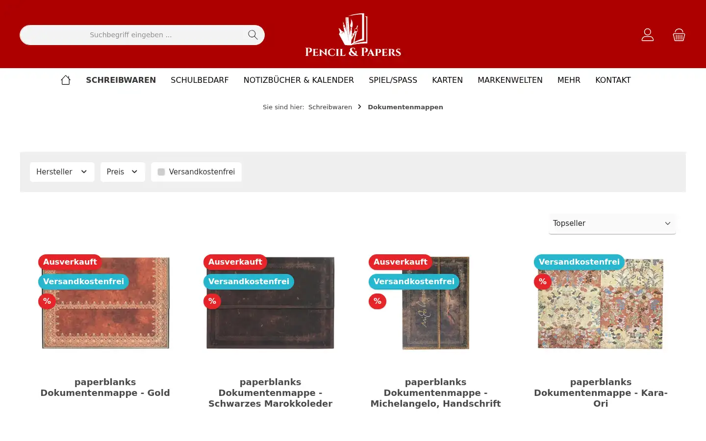 Screenshot of pencil-and-papers.de