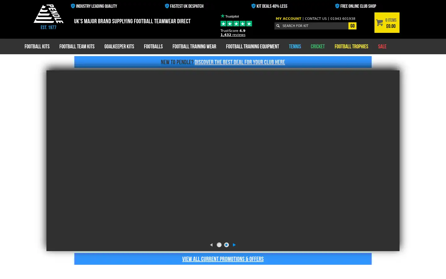 Screenshot of pendlesportswear.co.uk