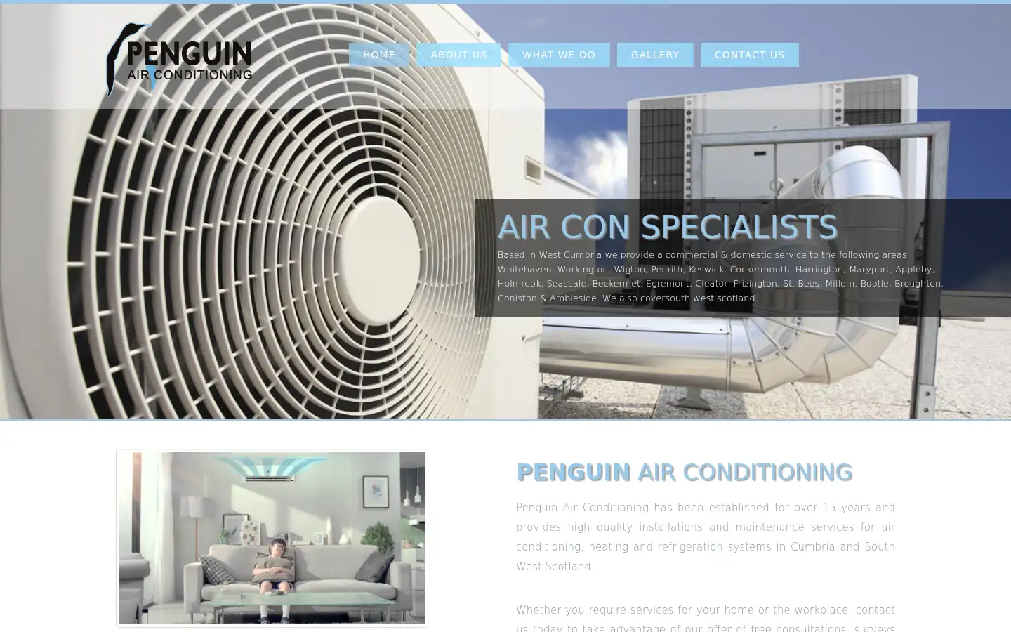 Screenshot of penguinaircon.co.uk