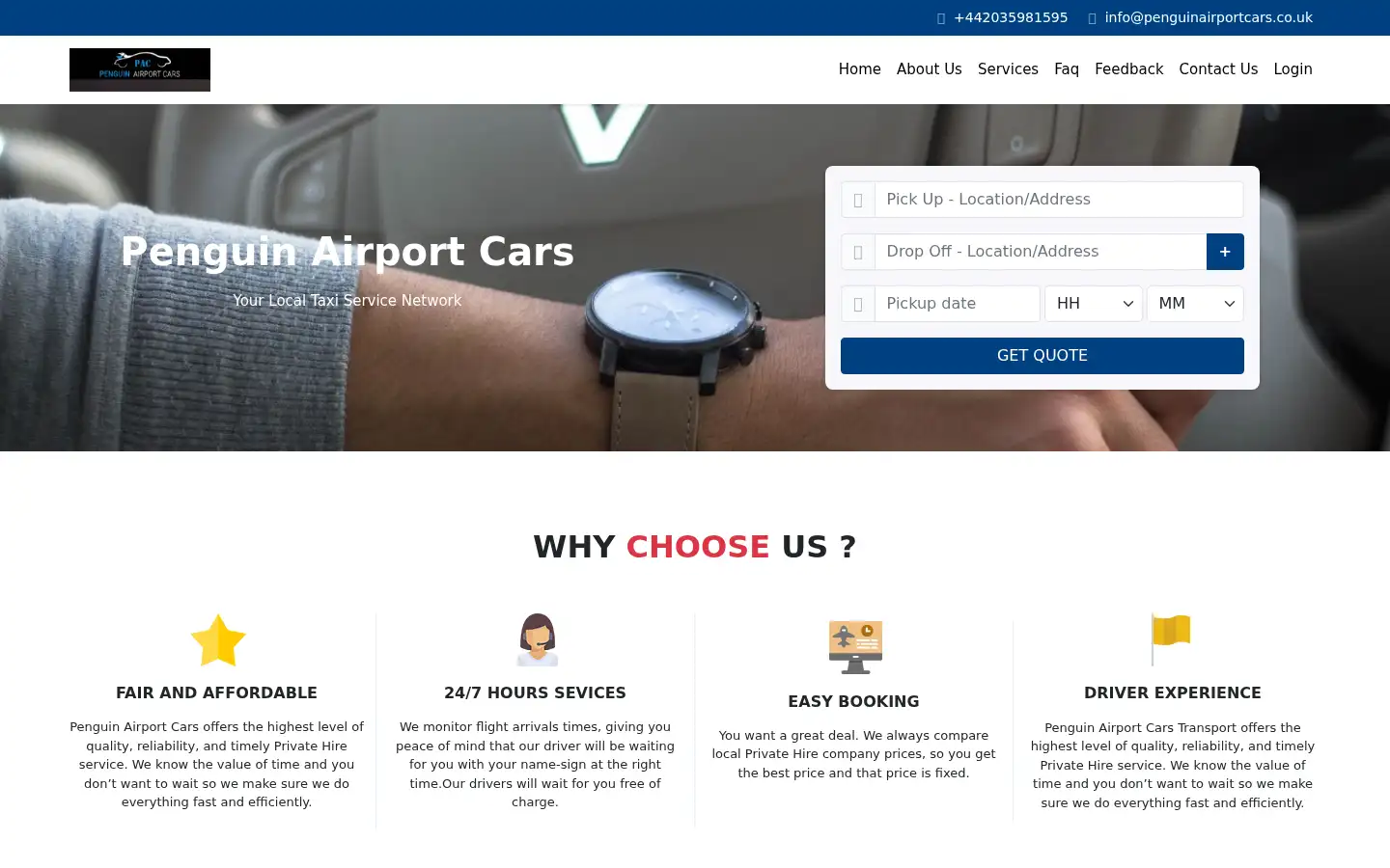 Screenshot of penguinairportcars.co.uk