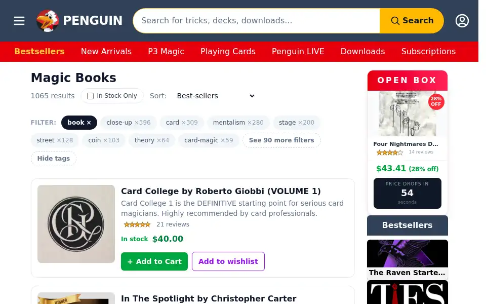 Screenshot of penguinmagic.com