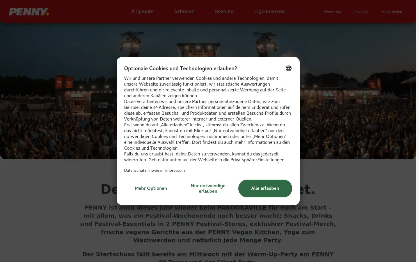 Screenshot of penny.de