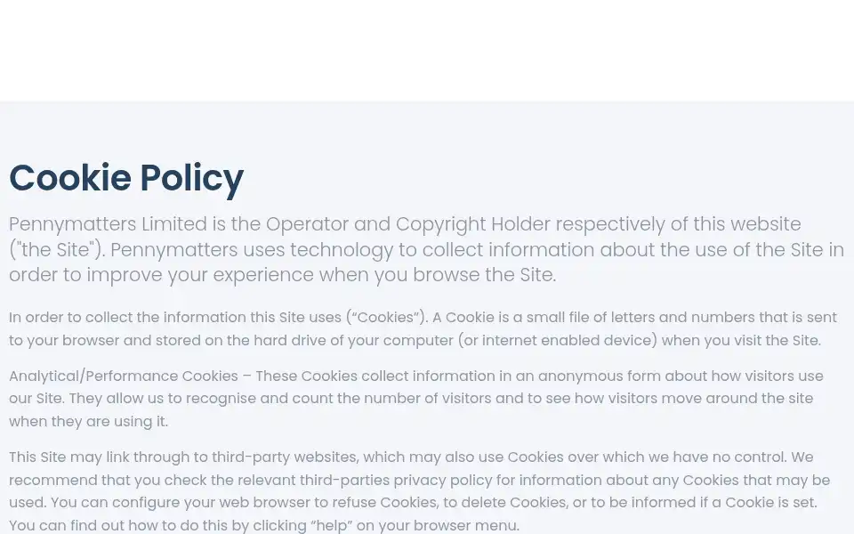 Screenshot of pennymatters.co.uk