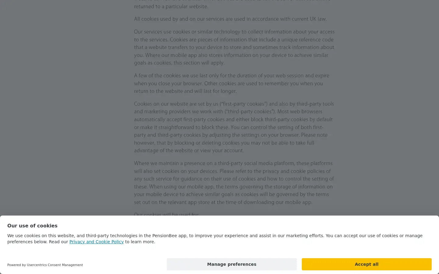 Screenshot of pensionbee.com