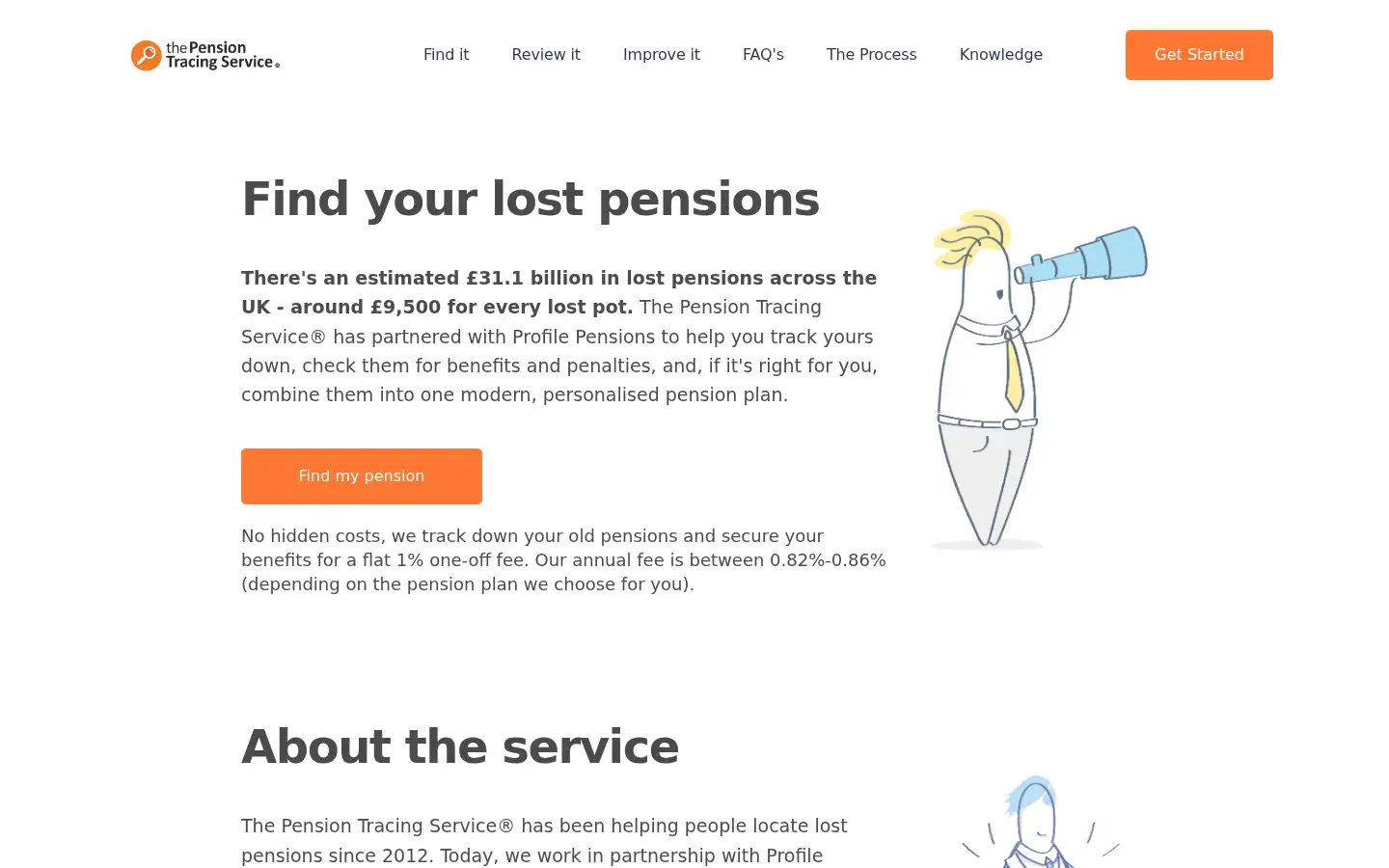 Screenshot of pensiontracingservice.com