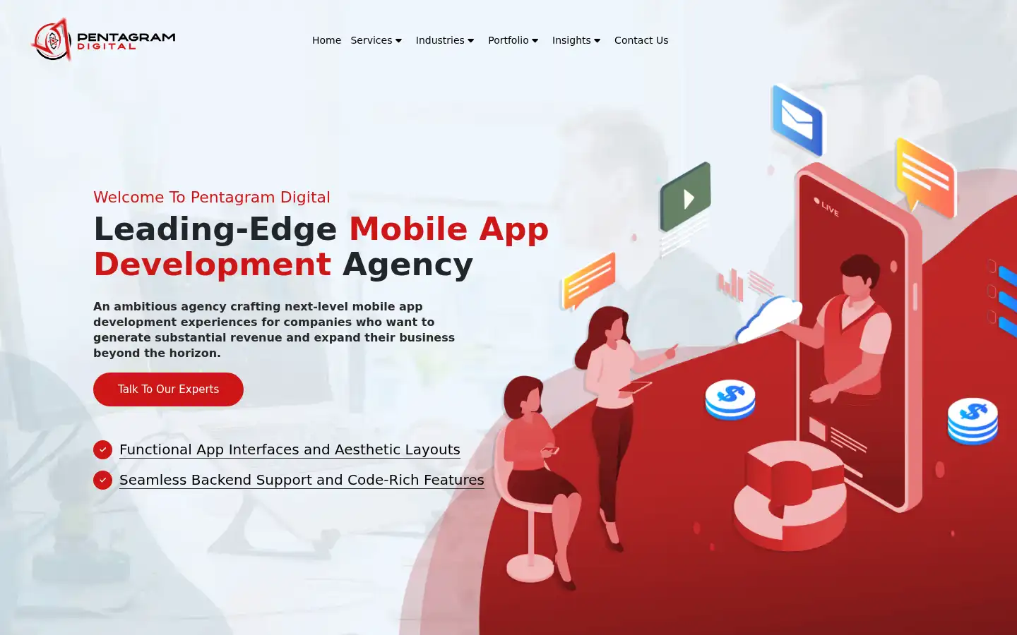 Screenshot of pentagramdigital.com