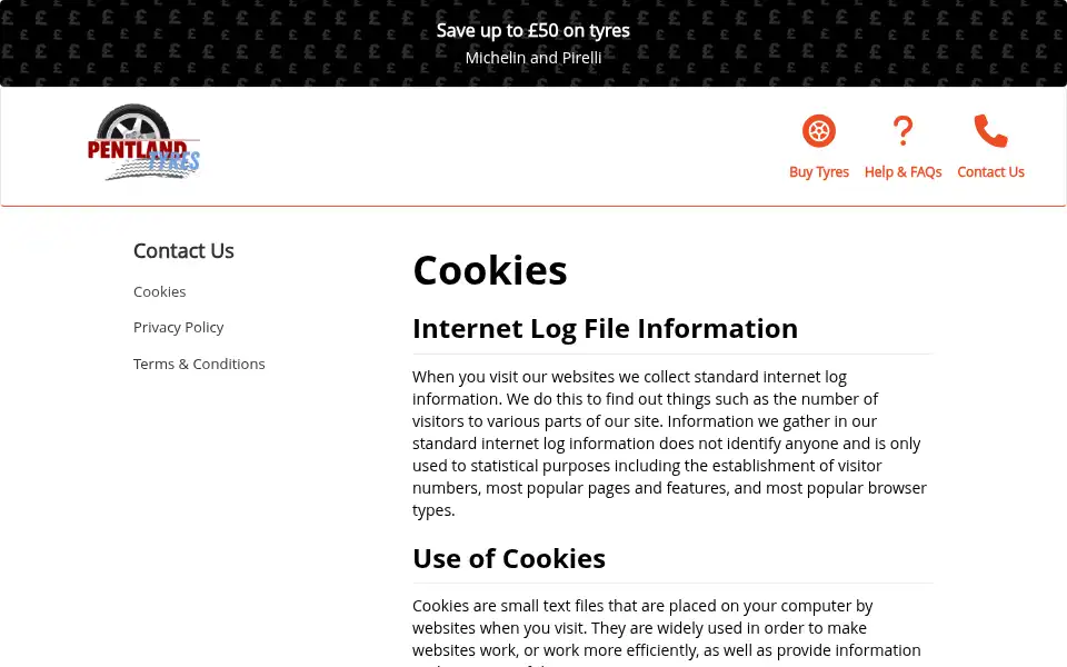 Screenshot of pentlandtyres.co.uk